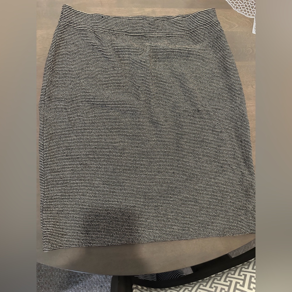 St. John Black and White Striped Pencil Skirt